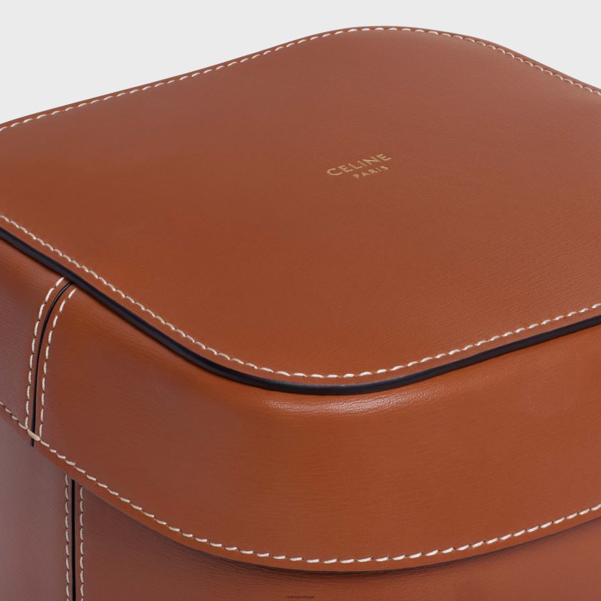 homens acessórios CELINE caixa média em couro de bezerro brilhante bronzeado T204R1533