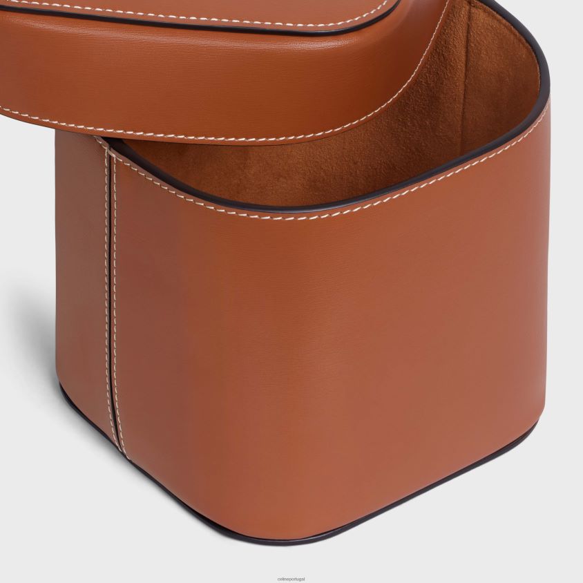 homens acessórios CELINE caixa média em couro de bezerro brilhante bronzeado T204R1533