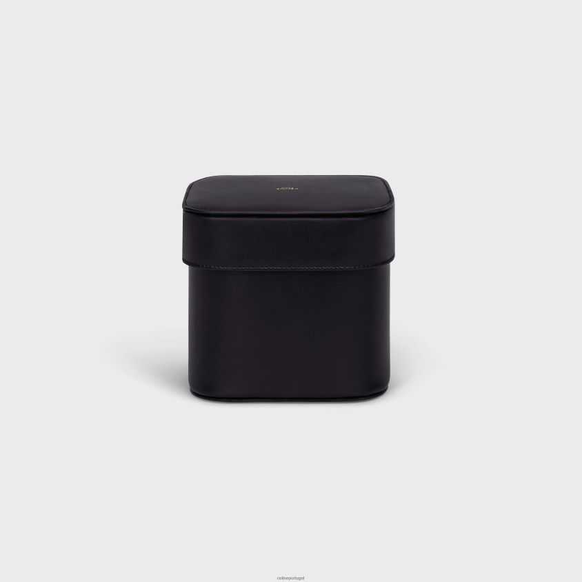 homens acessórios CELINE caixa média em couro de bezerro brilhante preto T204R1529