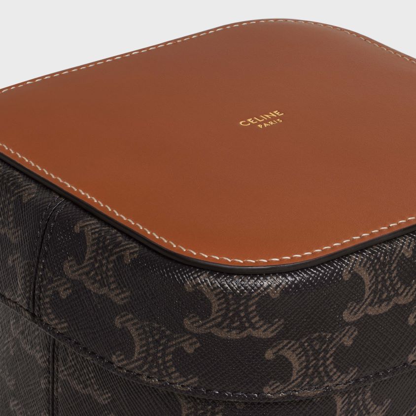 homens acessórios CELINE caixa média em lona triomphe e couro de bezerro bronzeado T204R1537