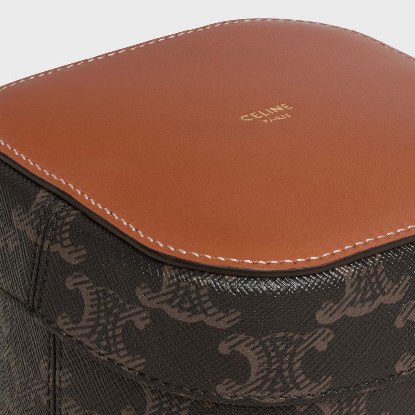 homens acessórios CELINE caixinha em lona triomphe e couro de bezerro bronzeado T204R1538