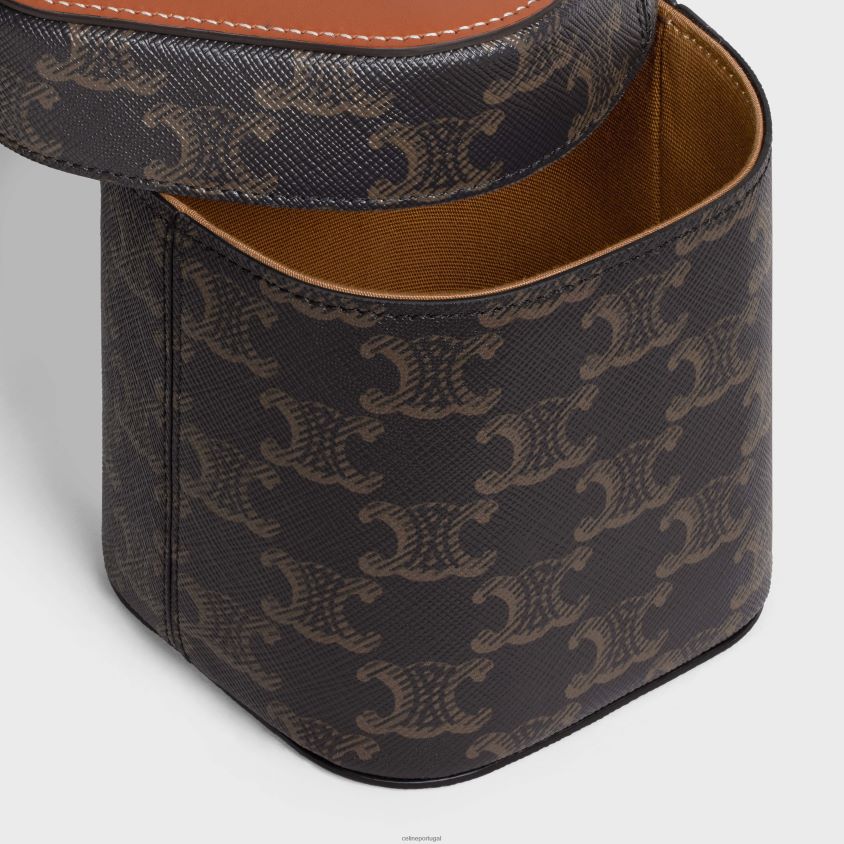 homens acessórios CELINE caixinha em lona triomphe e couro de bezerro bronzeado T204R1538