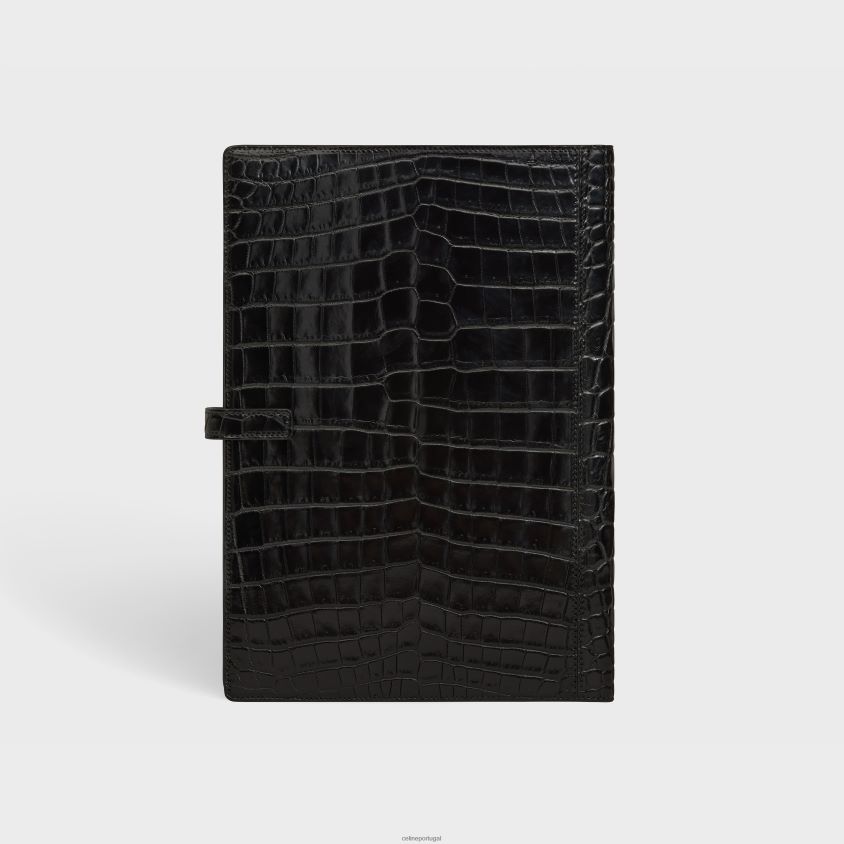homens acessórios CELINE capa grande para caderno em crocodilo preto T204R1638