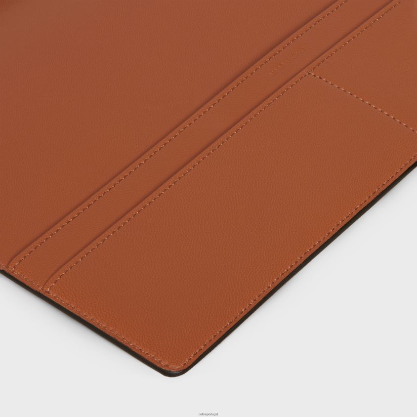 homens acessórios CELINE capa grande para caderno em tela triomphe e couro de bezerro bronzeado T204R1640