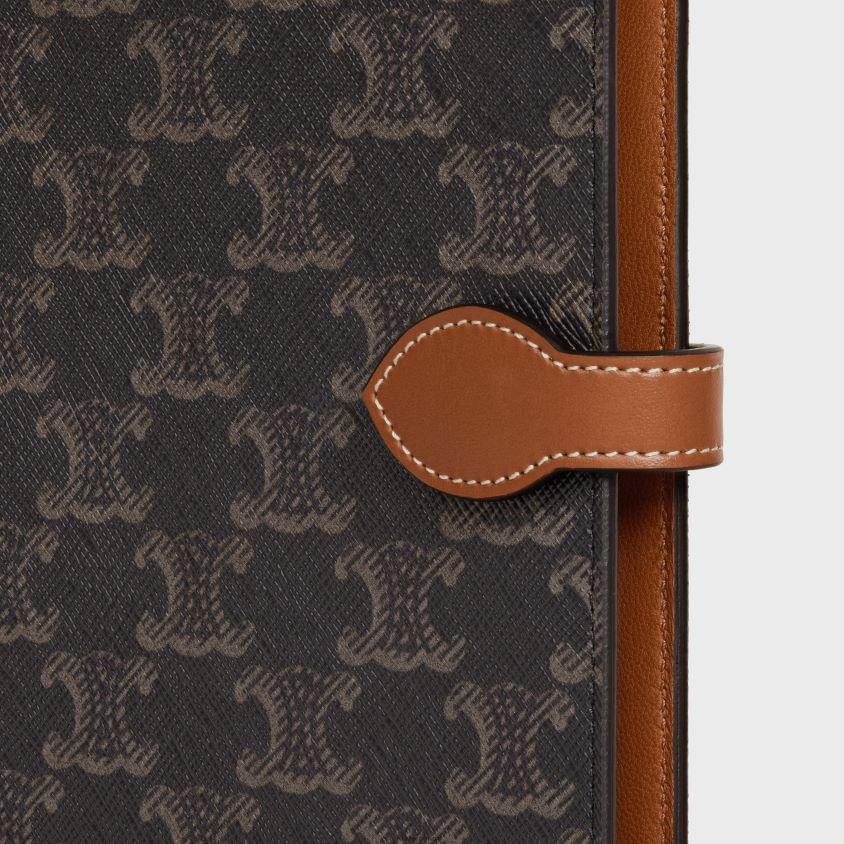 homens acessórios CELINE capa grande para caderno em tela triomphe e couro de bezerro bronzeado T204R1640