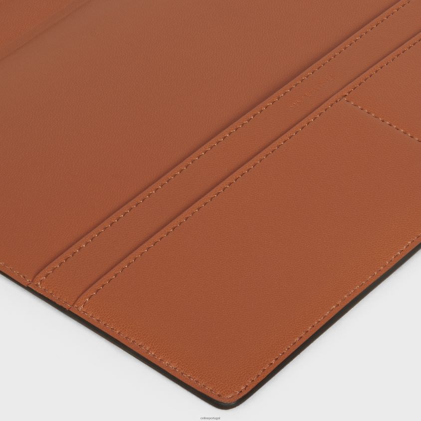homens acessórios CELINE capa média para caderno em tela triomphe e couro de bezerro bronzeado T204R1641