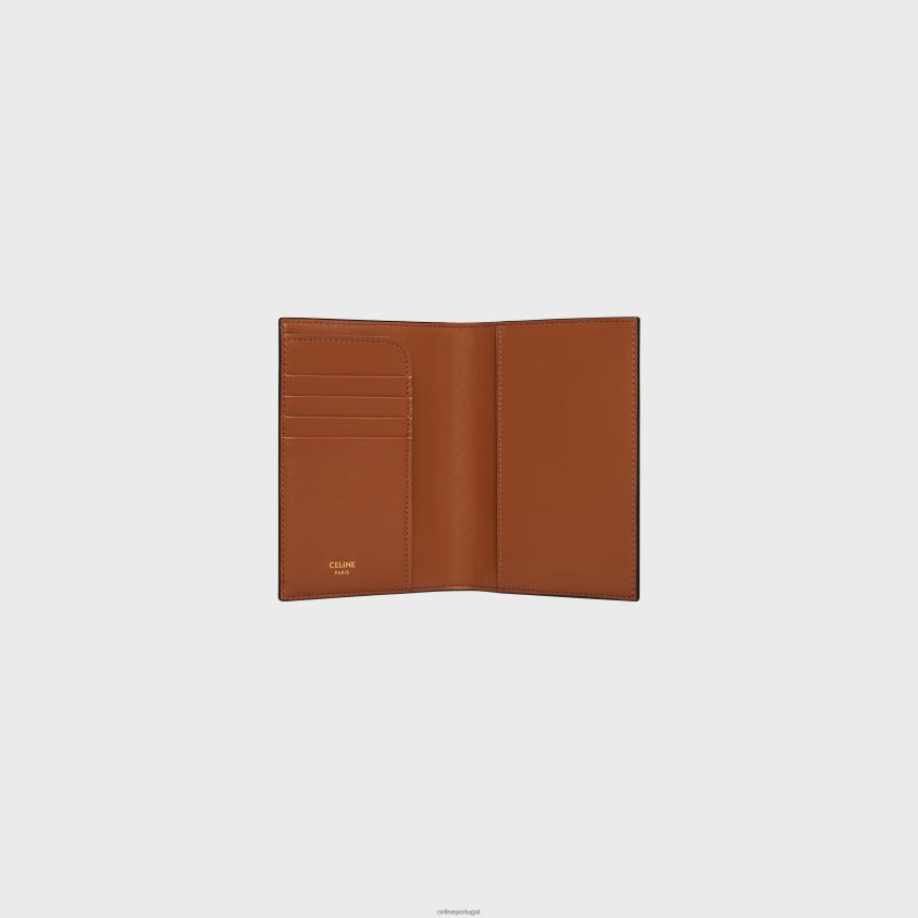 homens acessórios CELINE capa para passaporte em tela do triunfo preto/castanho T204R1627