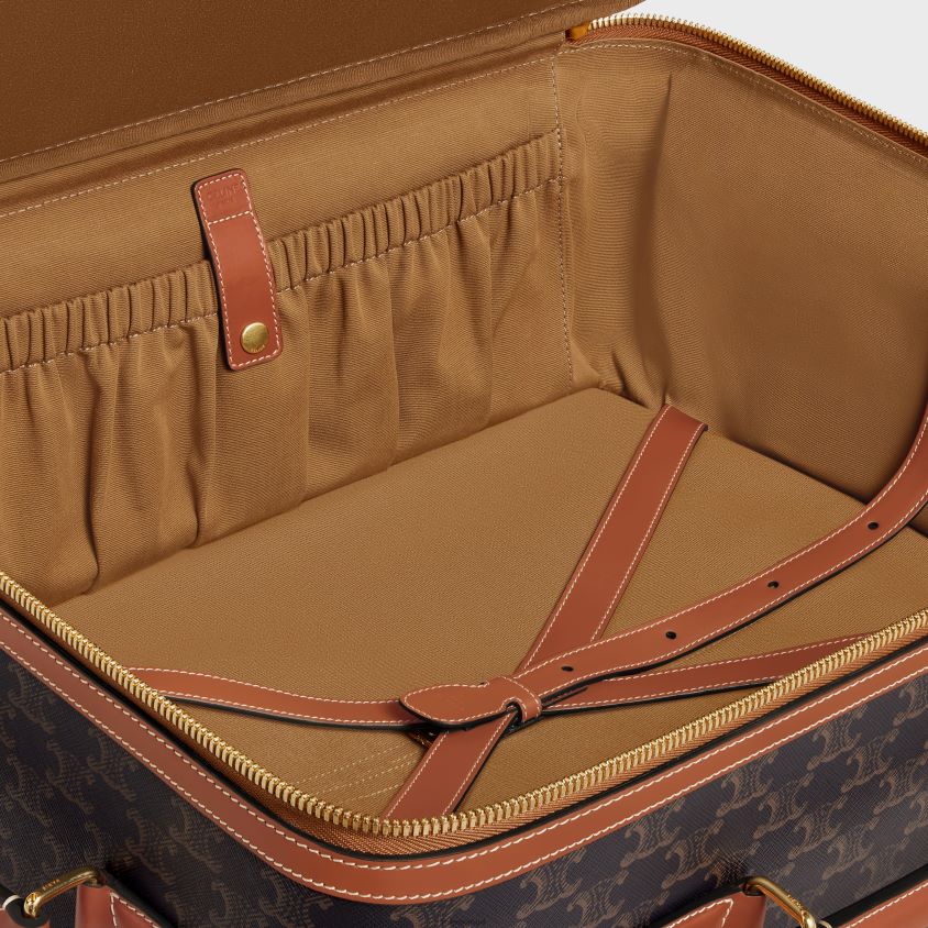 homens acessórios CELINE carrinho pequeno em lona triomphe e couro de bezerro bronzeado T204R1624