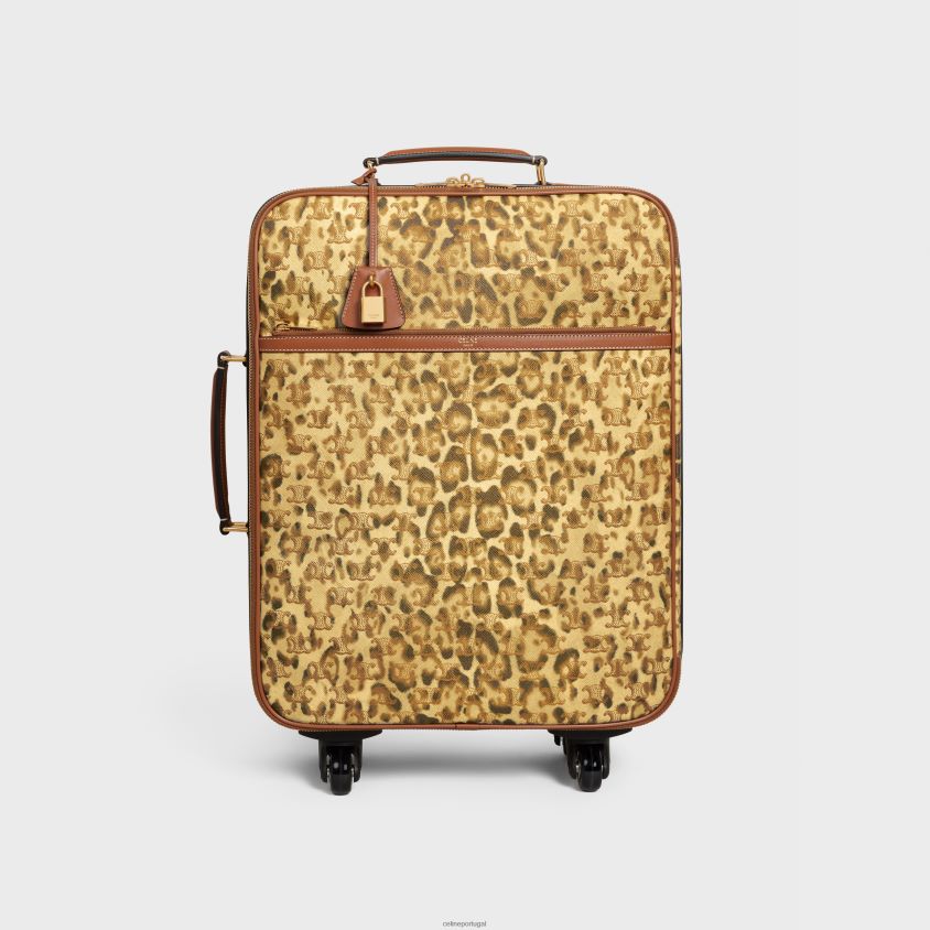 homens acessórios CELINE carrinho pequeno em tela triomphe com estampa e couro de bezerro leopardo T204R1625