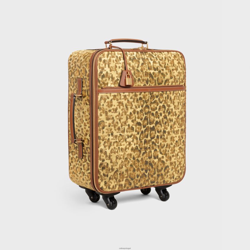 homens acessórios CELINE carrinho pequeno em tela triomphe com estampa e couro de bezerro leopardo T204R1625