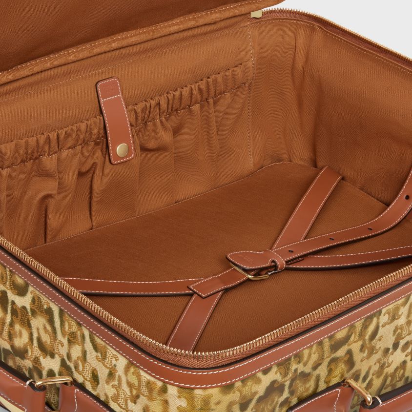 homens acessórios CELINE carrinho pequeno em tela triomphe com estampa e couro de bezerro leopardo T204R1625