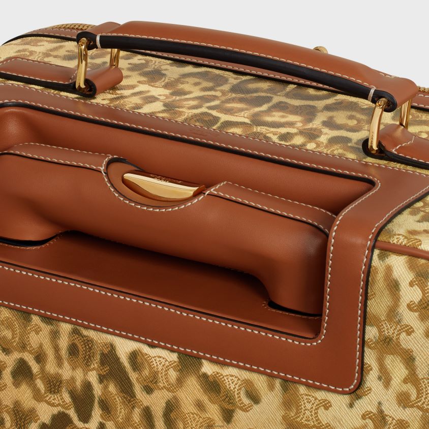 homens acessórios CELINE carrinho pequeno em tela triomphe com estampa e couro de bezerro leopardo T204R1625