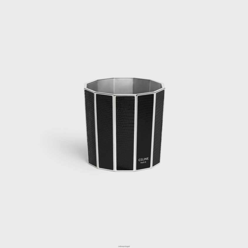 homens acessórios CELINE castiçal em aço e lagarto preto T204R1519