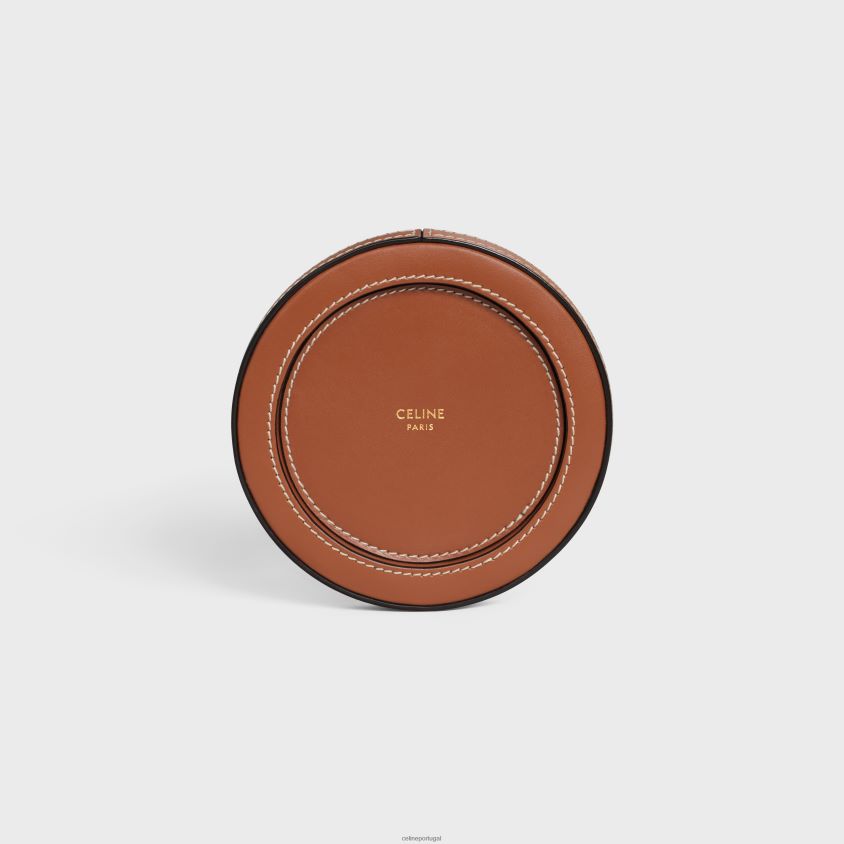 homens acessórios CELINE castiçal em pele de bezerro lisa bronzeado T204R1521