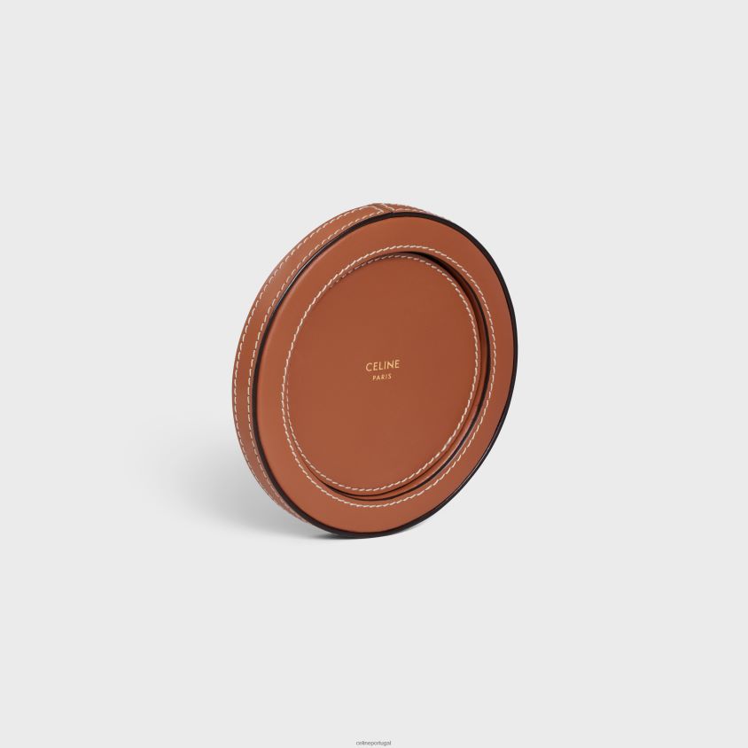 homens acessórios CELINE castiçal em pele de bezerro lisa bronzeado T204R1521