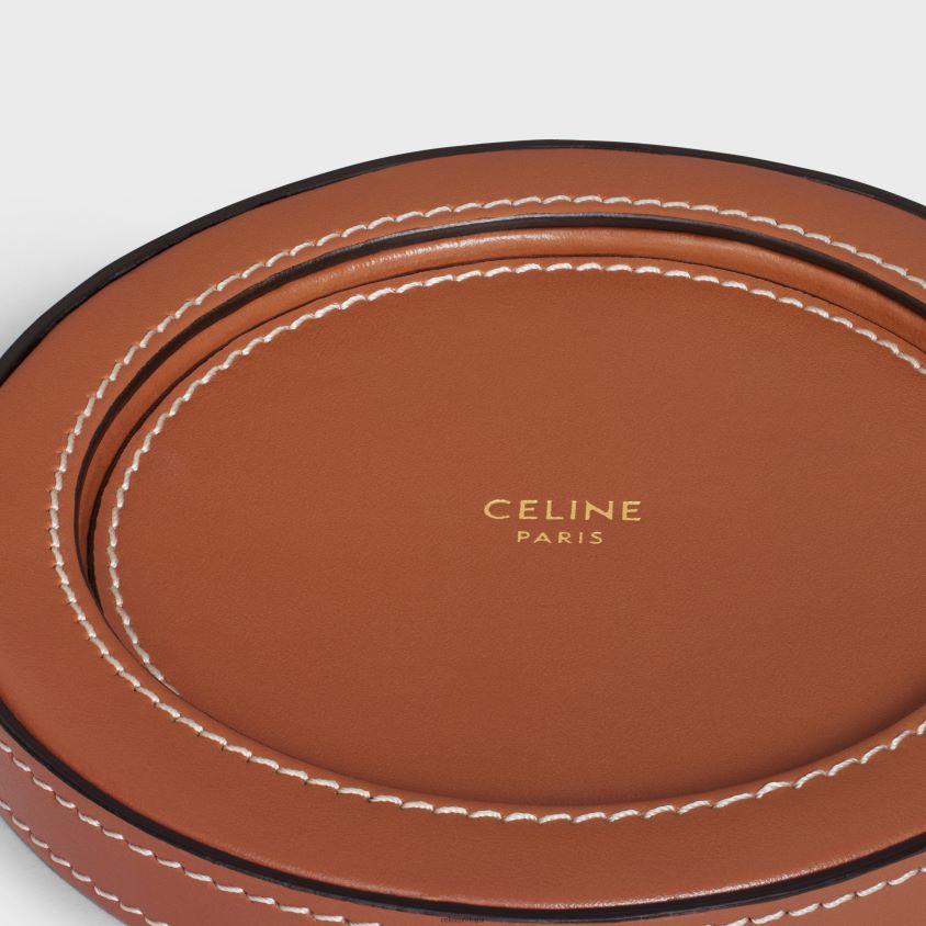 homens acessórios CELINE castiçal em pele de bezerro lisa bronzeado T204R1521