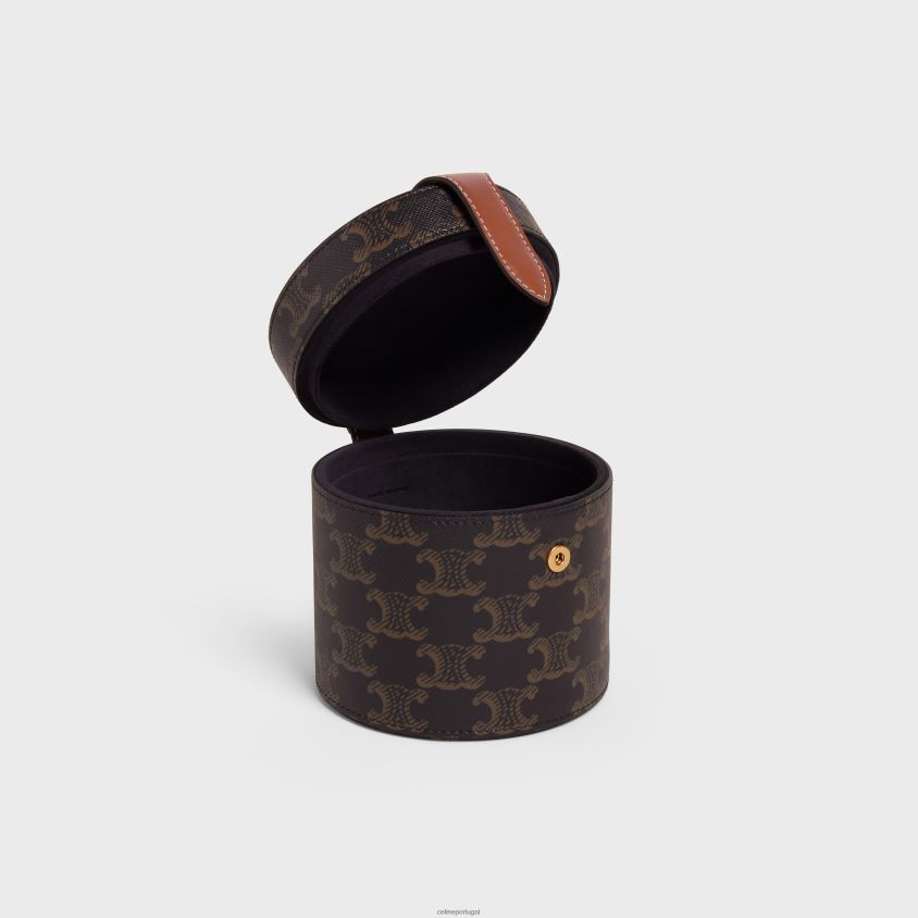 homens acessórios CELINE castiçal em tela triomphe e pele de bezerro bronzeado T204R1524