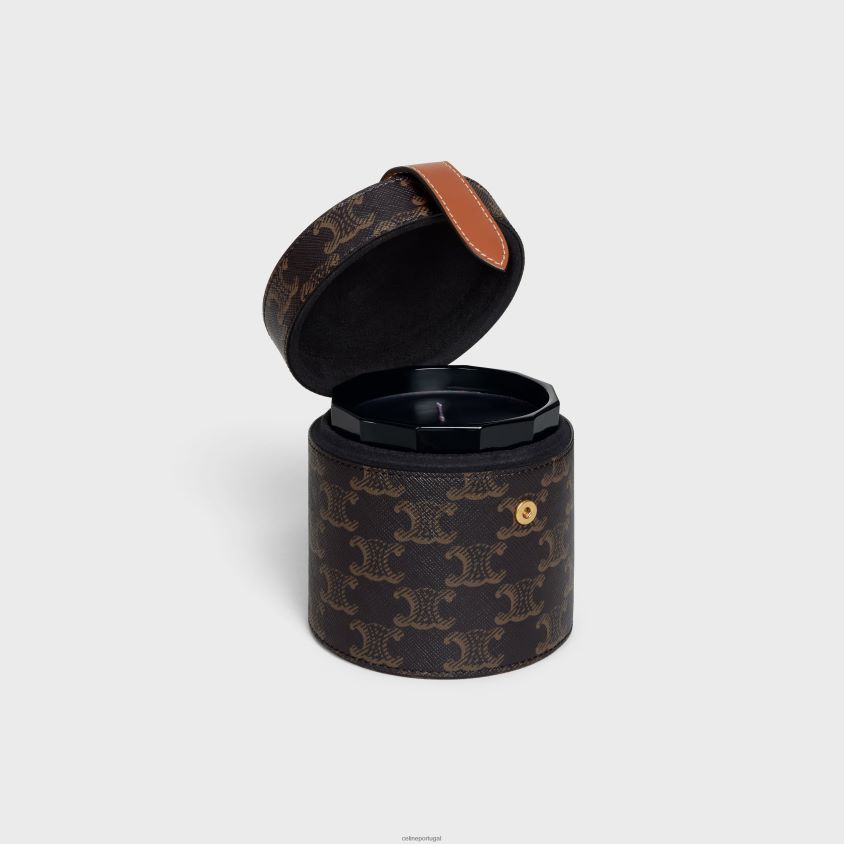 homens acessórios CELINE castiçal em tela triomphe e pele de bezerro bronzeado T204R1524