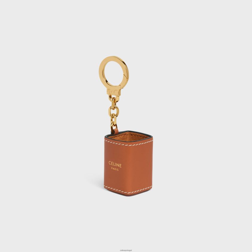 homens acessórios CELINE charme de porta-perfume em miniatura em couro de bezerro bronzeado T204R1475