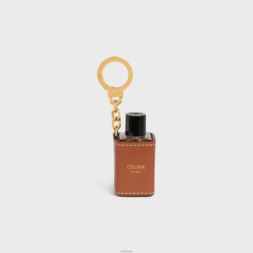 homens acessórios CELINE charme de porta-perfume em miniatura em couro de bezerro bronzeado T204R1475
