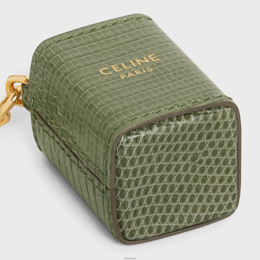 homens acessórios CELINE charme de porta-perfume em miniatura em lagarto cáqui claro T204R1474