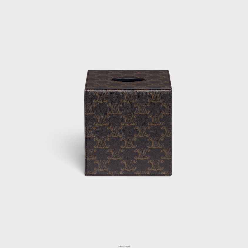 homens acessórios CELINE cubo de tecido em tela do triunfo preto/castanho T204R1496