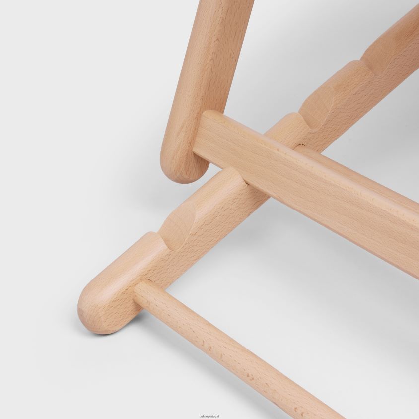 homens acessórios CELINE espreguiçadeira em madeira e tecido com jacquard marrom/bege T204R1693