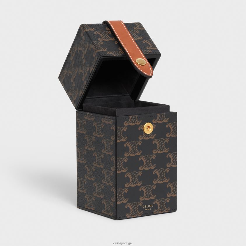 homens acessórios CELINE estojo 1 perfume 6,8 fl.oz em tela triomphe e pele de bezerro natural bronzeado T204R1467