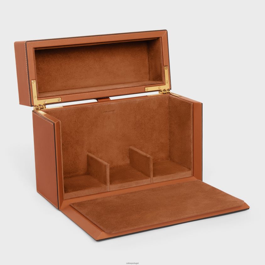 homens acessórios CELINE estojo 3 perfumes 6,8 fl.oz em pele de bezerro natural bronzeado T204R1471