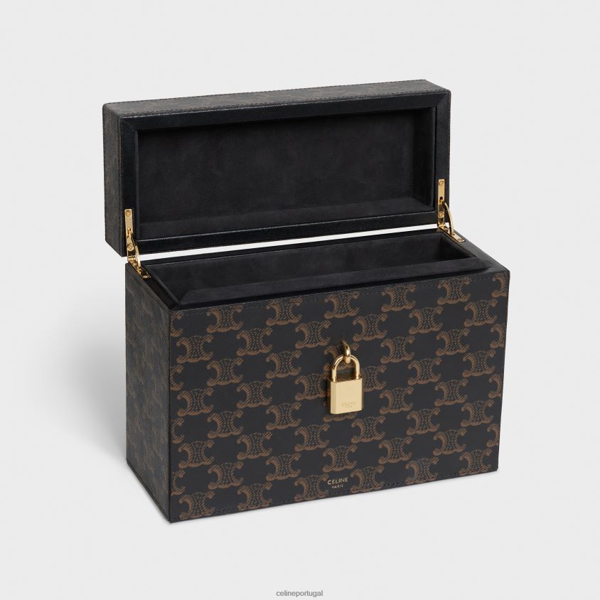 homens acessórios CELINE estojo 3 perfumes 6,8 fl.oz em tela triomphe e pele de bezerro natural bronzeado T204R1470