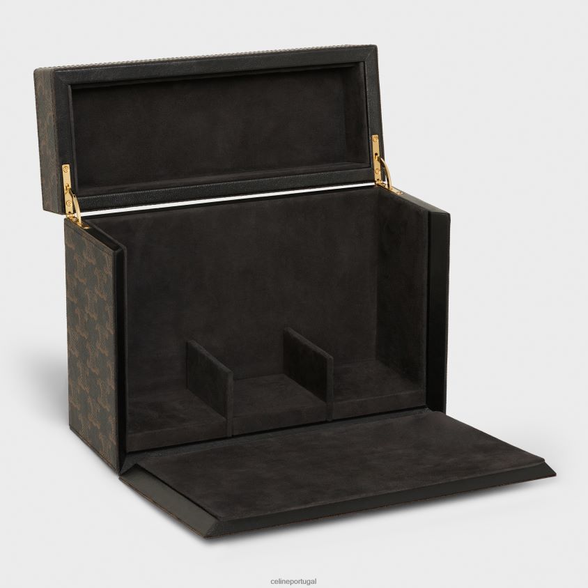 homens acessórios CELINE estojo 3 perfumes 6,8 fl.oz em tela triomphe e pele de bezerro natural bronzeado T204R1470