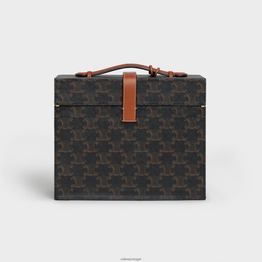 homens acessórios CELINE estojo 3 perfumes 6,8 fl.oz em tela triomphe e pele de bezerro natural bronzeado T204R1470