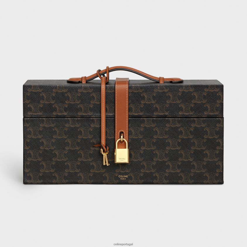 homens acessórios CELINE estojo 5 perfumes 3,4 fl.oz em tela triomphe e pele de bezerro natural bronzeado T204R1469