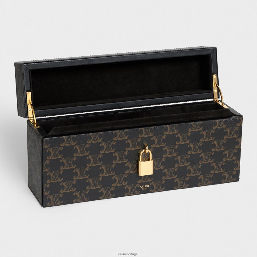 homens acessórios CELINE estojo 5 perfumes 3,4 fl.oz em tela triomphe e pele de bezerro natural bronzeado T204R1469