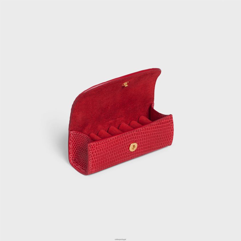 homens acessórios CELINE estojo de anel em lagarto pop vermelho T204R1597
