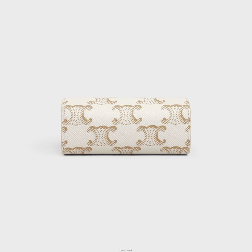 homens acessórios CELINE estojo de anel em tela triomphe branco T204R1599