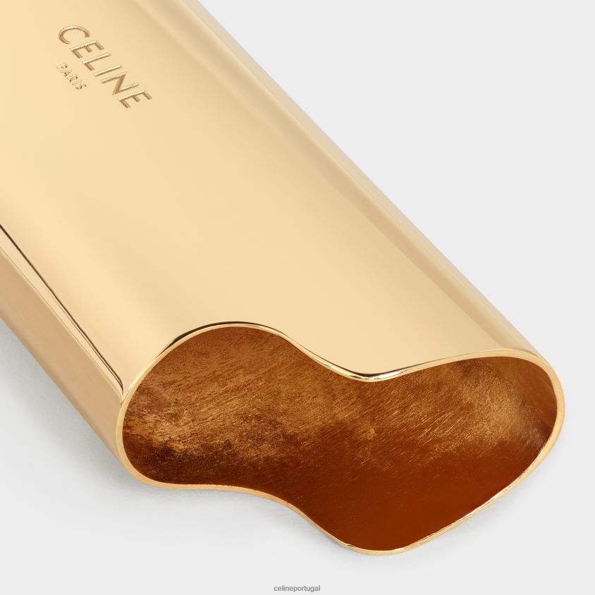 homens acessórios CELINE estojo de isqueiro pequeno em latão ouro T204R1551