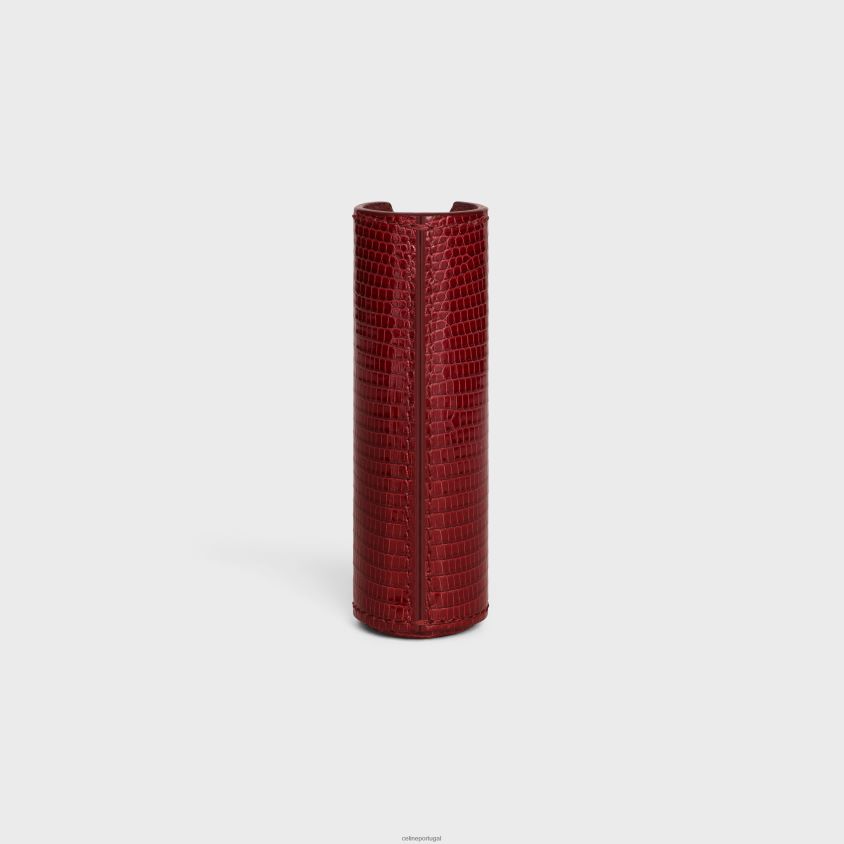 homens acessórios CELINE estojo de spray de viagem em lagarto rubi T204R1554