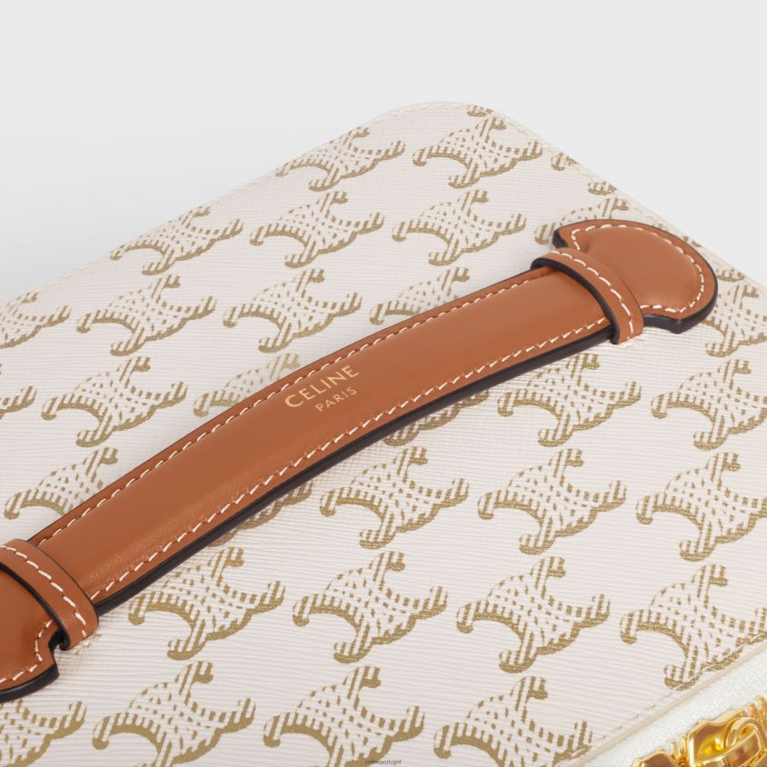homens acessórios CELINE estojo de toucador em lona triomphe e couro de bezerro branco T204R1581
