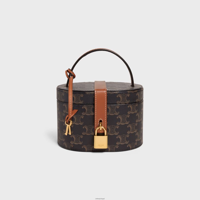 homens acessórios CELINE estojo de toucador em lona triomphe e couro de bezerro bronzeado T204R1583
