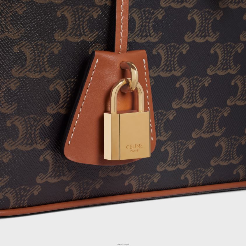 homens acessórios CELINE estojo de viagem em lona triomphe e couro de bezerro bronzeado T204R1582