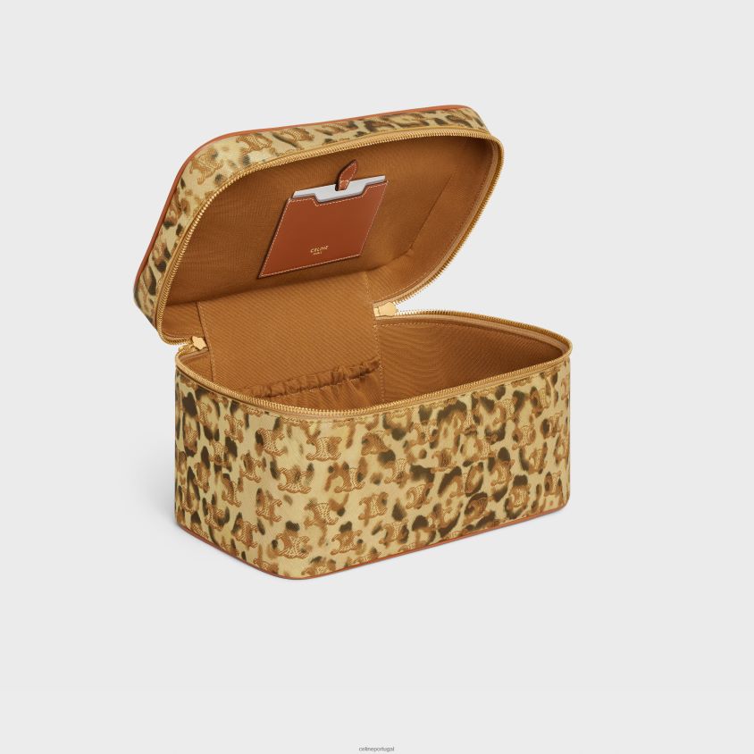 homens acessórios CELINE estojo de viagem em tela triomphe com estampa e couro de bezerro leopardo T204R1567