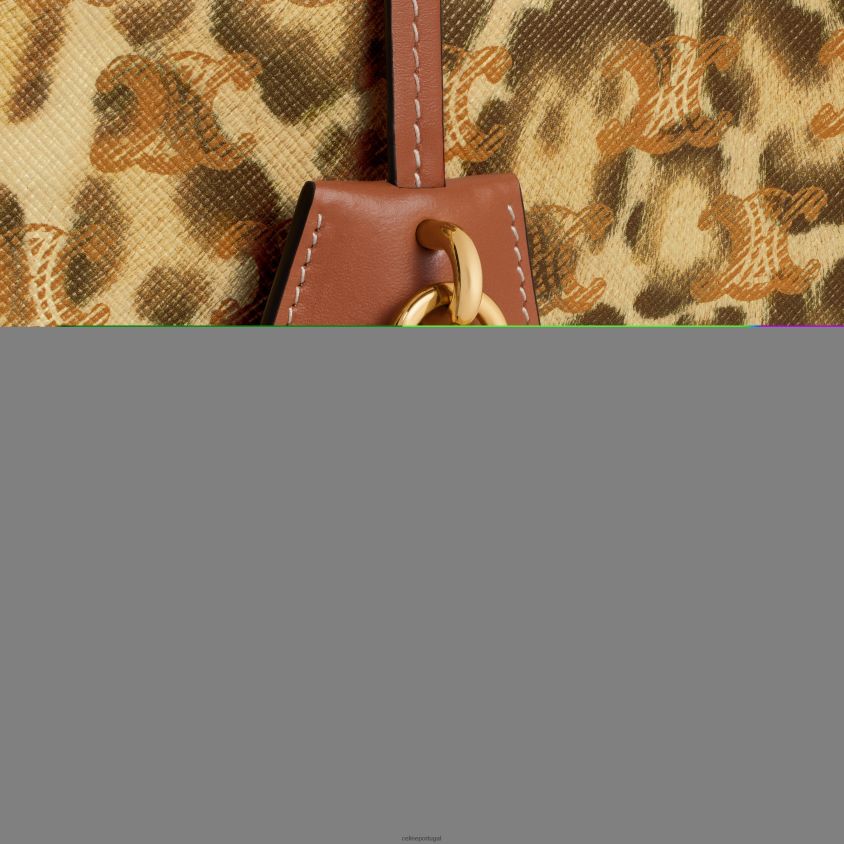 homens acessórios CELINE estojo de viagem em tela triomphe com estampa e couro de bezerro leopardo T204R1567
