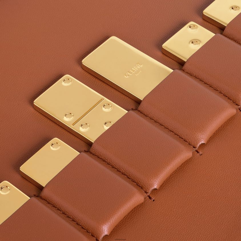 homens acessórios CELINE estojo dominó em lona triomphe e pele de cordeiro bronzeado T204R1667