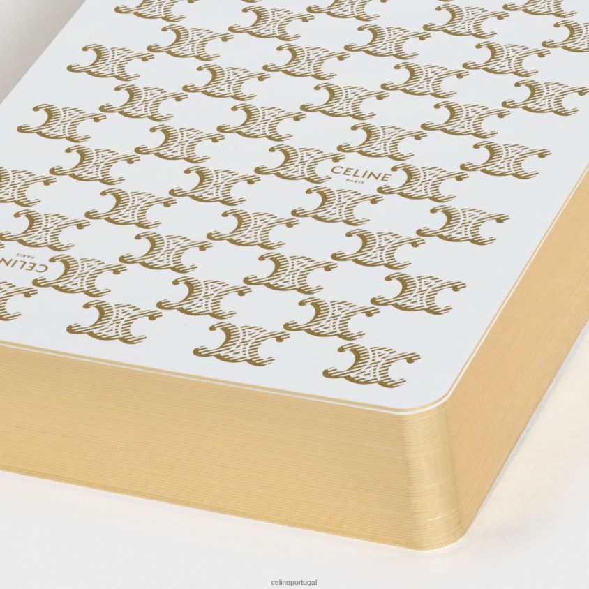 homens acessórios CELINE estojo para cartas de baralho em lona triomphe e pele de cordeiro branco T204R1671