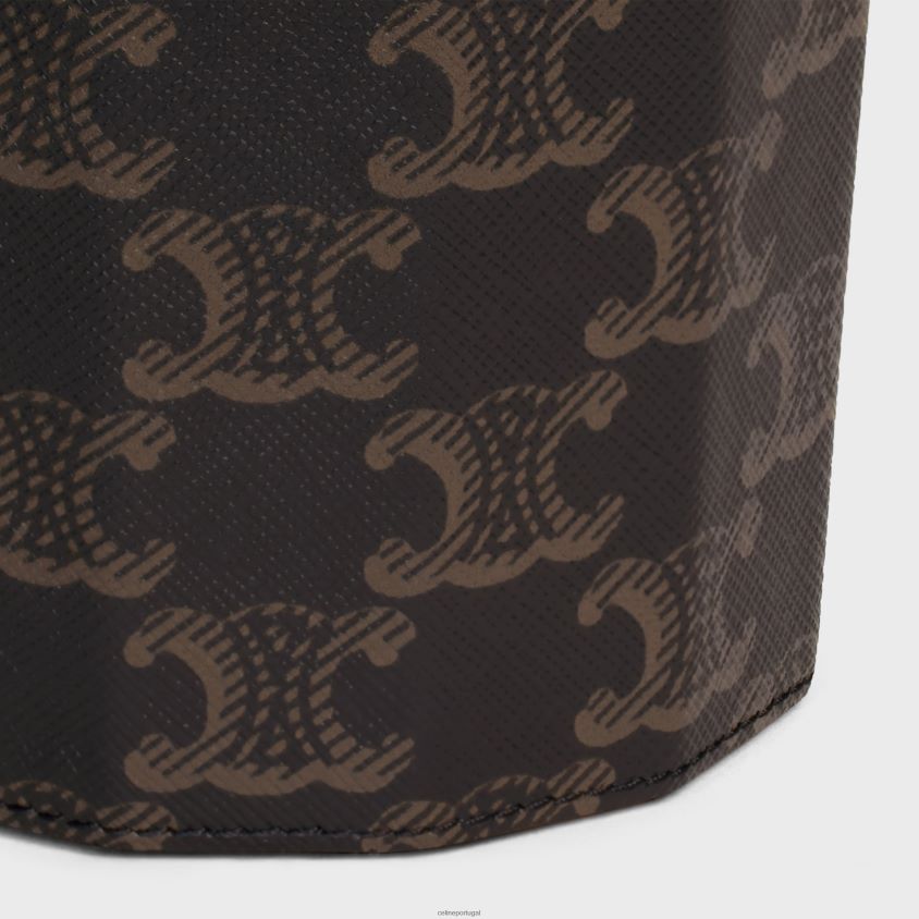 homens acessórios CELINE estojo para velas em tela triomphe e pele de bezerro bronzeado T204R1525