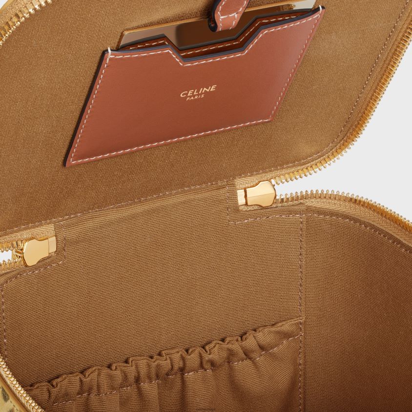 homens acessórios CELINE estojo quadrado em tela triomphe com estampa e couro de bezerro leopardo T204R1566