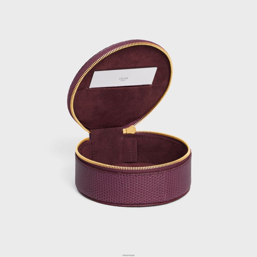 homens acessórios CELINE estojo redondo com zíper em lagarto açaí T204R1591