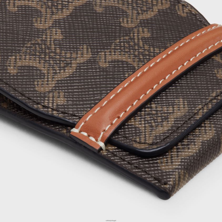 homens acessórios CELINE etiqueta de bagagem em lona triomphe e couro de bezerro bronzeado T204R1635