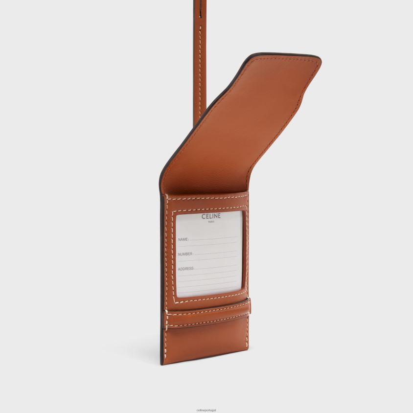 homens acessórios CELINE etiqueta de bagagem em pele de cordeiro bronzeado T204R1634